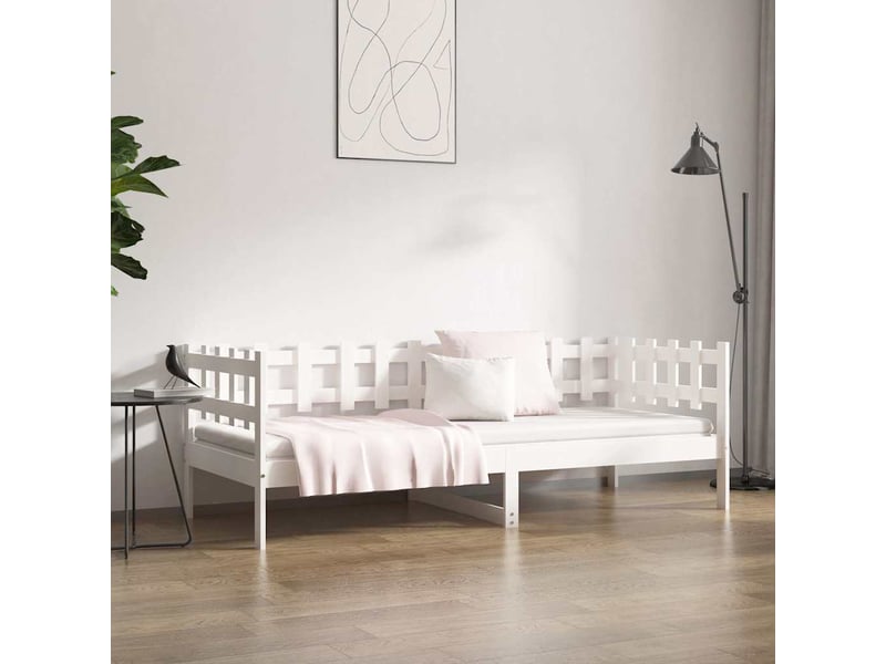  Lit simple- lit adulte -  lit de jour sans matelas blanc 80x200 cm bois de pin massif  - Conforama C