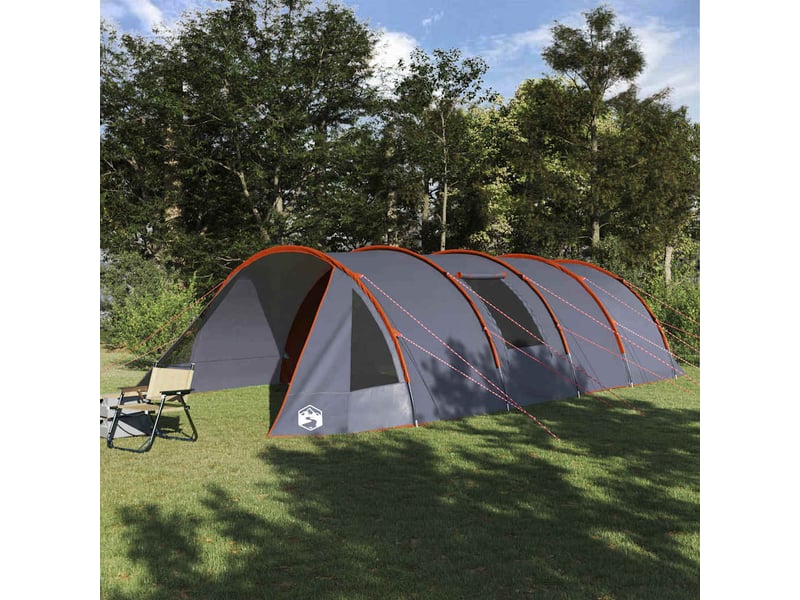  Tente tunnel, tente de camping 6-persoons 6 personne gris et orange shl49299  - Conforama B