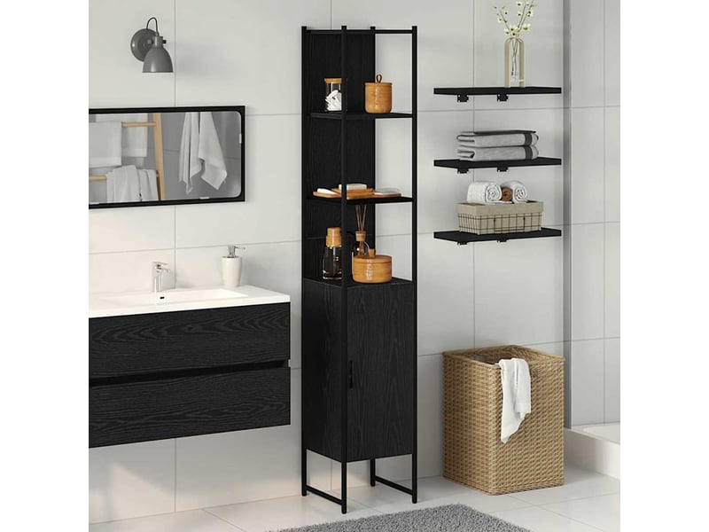 Armoire de salle de bain, cabinet de salle de bain chêne noir 33 x 33 x 185,5 cm cf65071 - Conforama B
