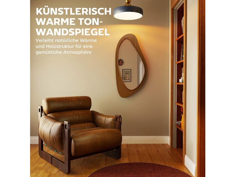  Miroir mural décoratif 91,5 x 45 x 3 cm – naturel – forme organique avec crochets métalliques  - Conforama E