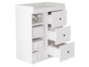 Table à langer 2 en 1 avec tiroirs de rangement, 82x50x100 cm, commode à langer blanche, sans matelas à langer