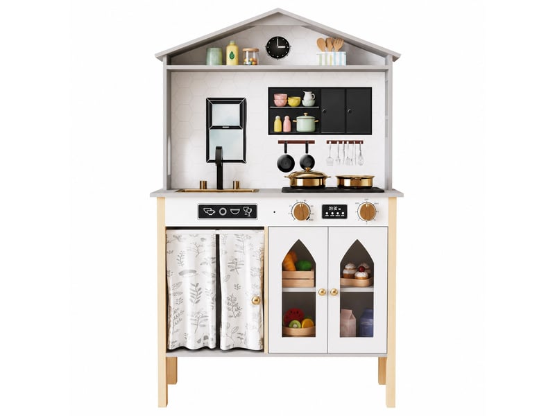  Cuisine enfant 60x28.5x92 cm avec accessoires et rangement en mdf grise  - Conforama B