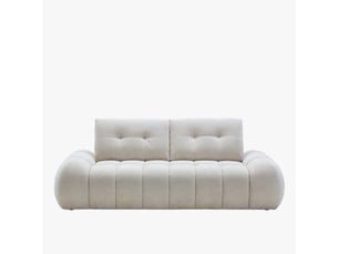 Canapé 3 places en tissu capitonné beige