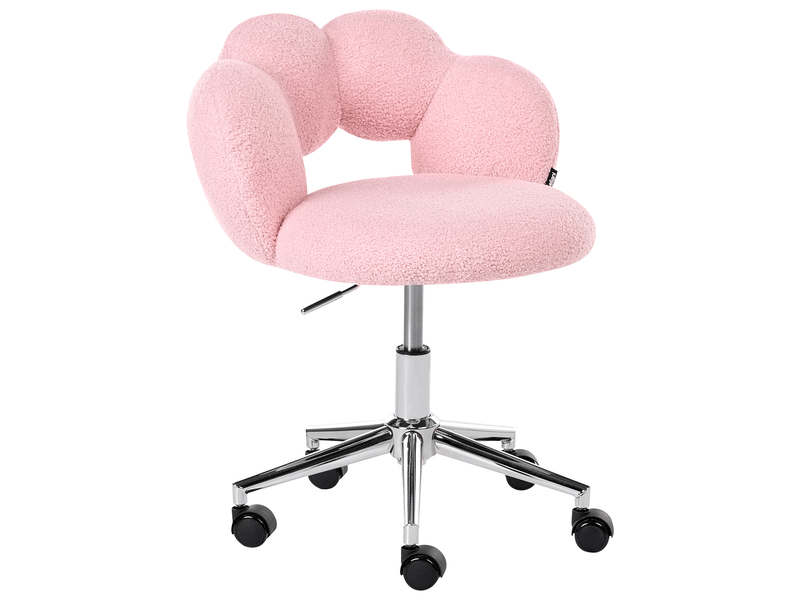 Chaise de bureau whizzy bouclé rose  - Conforama D