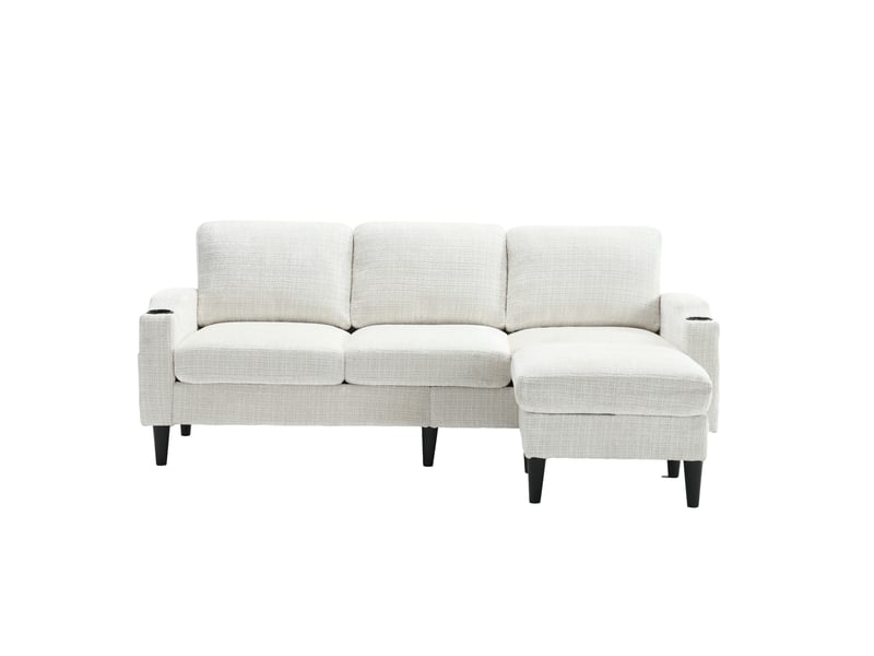  Canapé d'angle réversible fixe 4 places tissu beige canapé d'angle beige - Conforama A