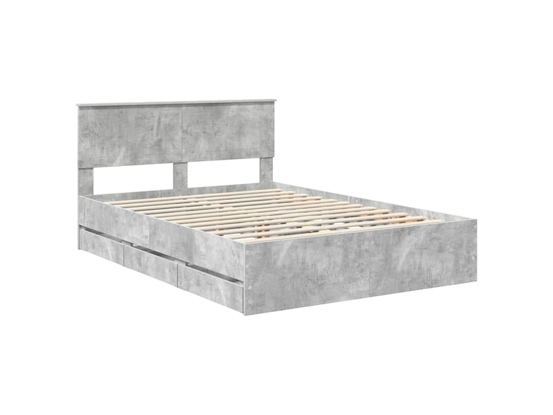  Lit double- lit adulte -  cadre de lit gris béton 140 x 200 cm bois ingénierie  - Conforama C