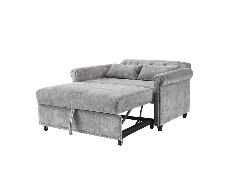 Canapé convertible 2 places 120x80x82 cm gris en chenille, dossier réglable, couchage d'appoint 170x98 cm - Conforama D