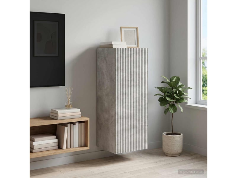 Armoire murale salon 33x34,5x90cm bois d'ingénierie gris béton shl8346 - Conforama B