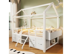 Lit mezzanine 90x200 cm <strong></strong>  <strong>Seren Glow</strong> coloris blanc