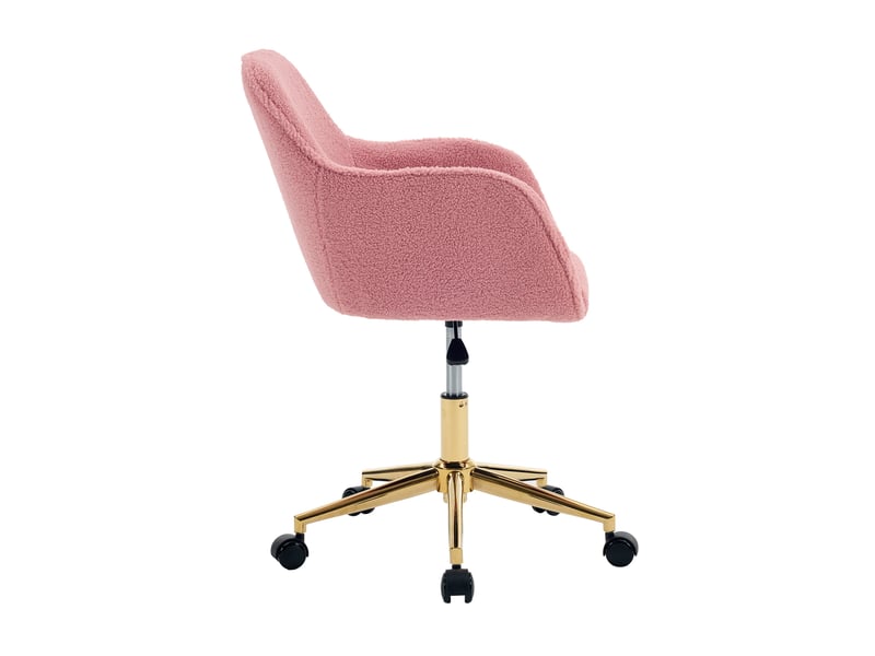  Fauteuil de bureau pivotant réglable 58x58x86 cm en tissu bouclette rose  - Conforama D