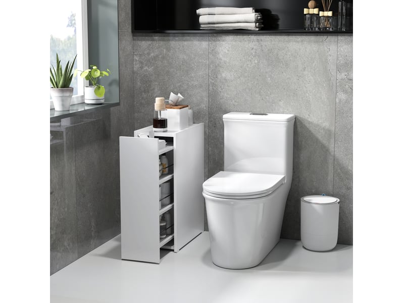  Meuble de salle de bain étroit à roulettes 47 x 25 x 66,5 cm blanc cravdom  - Conforama C