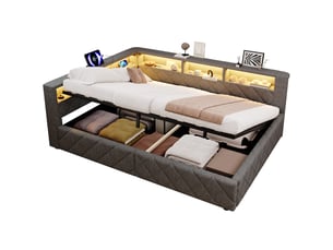 Lit banquette 140x200 cm <strong>SAPGAKS</strong>  <strong></strong> coloris gris