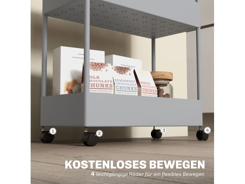 Desserte de cuisine 40x19x90 cm à 4 niveaux grise  - Conforama D