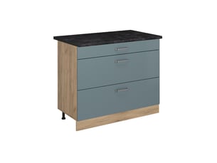 Vicco meuble cuisine, bleu-grischêne doré, 100cm plan de travail anthracite