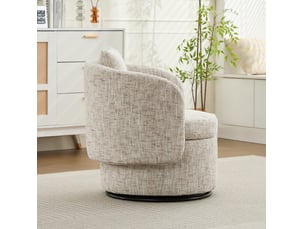 Fauteuil pivotant 360° 72 x 66,5 x 76 cm – beige – rangement caché, coussin de dossier moelleux