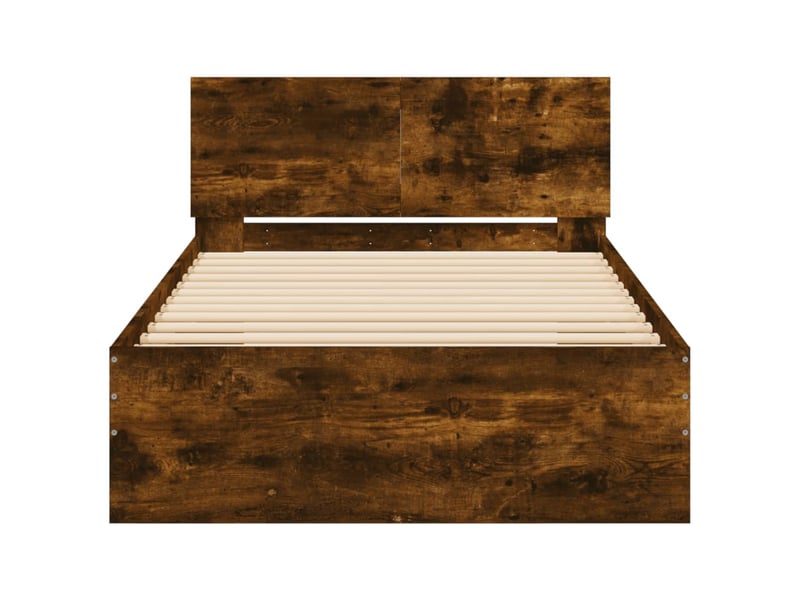  Lit simple- lit adulte -  cadre de lit sans matelas avec tête de lit chêne fumé 100x200cm  - Conforama D