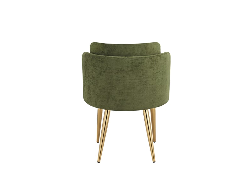  Lot de 2 chaises de salle à manger rembourrées, dossier incurvé, pieds réglables, structure dorée, charge 125 kg, coloris vert Fay Lum - Conforama E