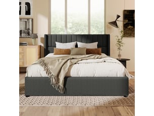 Lit avec rangement 160x200 cm <strong>CHICFURN</strong>  <strong></strong> coloris gris