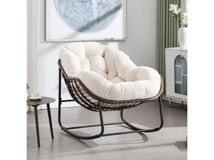 Fauteuil de jardin rotin extérieur assise rembourrée dossier intégré