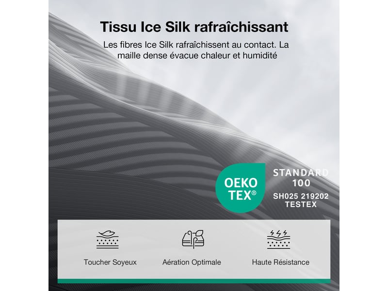 Novilla matelas 140x190 cm mémoire de forme airyflow thé vert 30 cm soutien 3 zones mi-ferme respirant - Conforama C