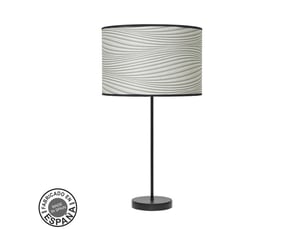 Fabrilamp moda grande lampe à poser noir gris, abat-jour textile motif rainures grises, 1 x e27, 63 cm