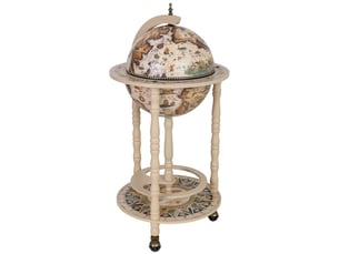 Meuble porte-bouteilles globe terrestre blanc d44,3 x 87 h cm