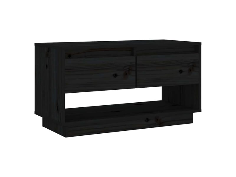  Meuble tv - banc tv - meuble de rangement noir 74x34x40 cm bois de pin massif  - Conforama A