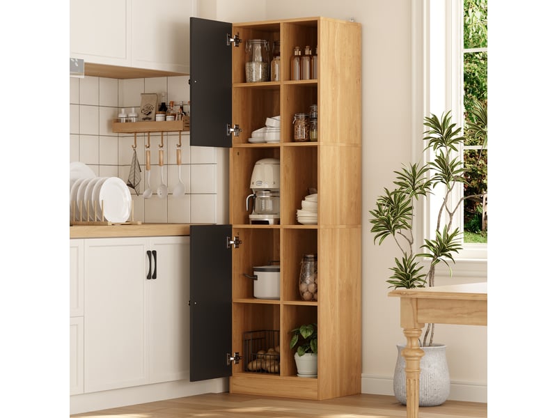  Meuble d'angle de cuisine avec 2 portes, 6 niches et étagères réglables en mdf pour cuisine 50×35,5×170 cm  - Conforama B