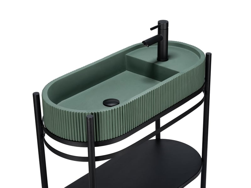  Meuble simple vasque sur pieds lucia 80cm en métal noir et vasque béton MTC 3457 - Conforama D