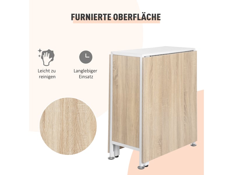  Table à manger pliante avec 4 étagères mdf et acier blanc et naturel 169 x 60 x 75 cm  - Conforama D