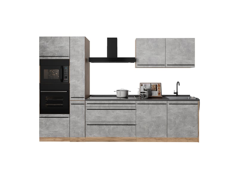  Vicco cuisine, bétonchêne doré, 310cm plan de travail anthracite  - Conforama E