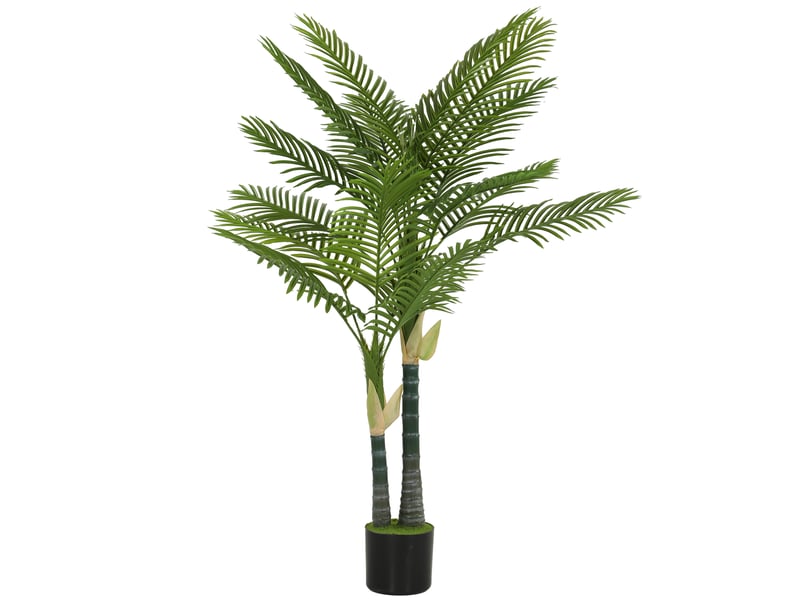 Palmier artificiel de 150 cm, avec 16 palmes, grande plante artificielle en pot pour salon ou balcon, vert - Conforama A