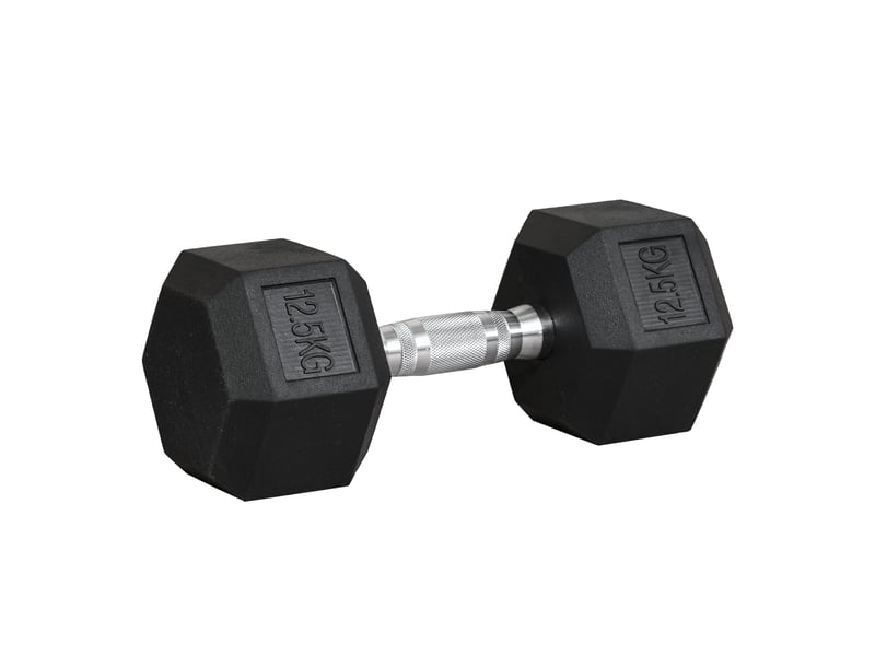 Haltère hexagonal 12,5 kg, haltère en fonte et caoutchouc pour entraînement musculaire - Conforama A