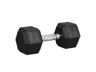 Haltère hexagonal 12,5 kg, haltère en fonte et caoutchouc pour entraînement musculaire