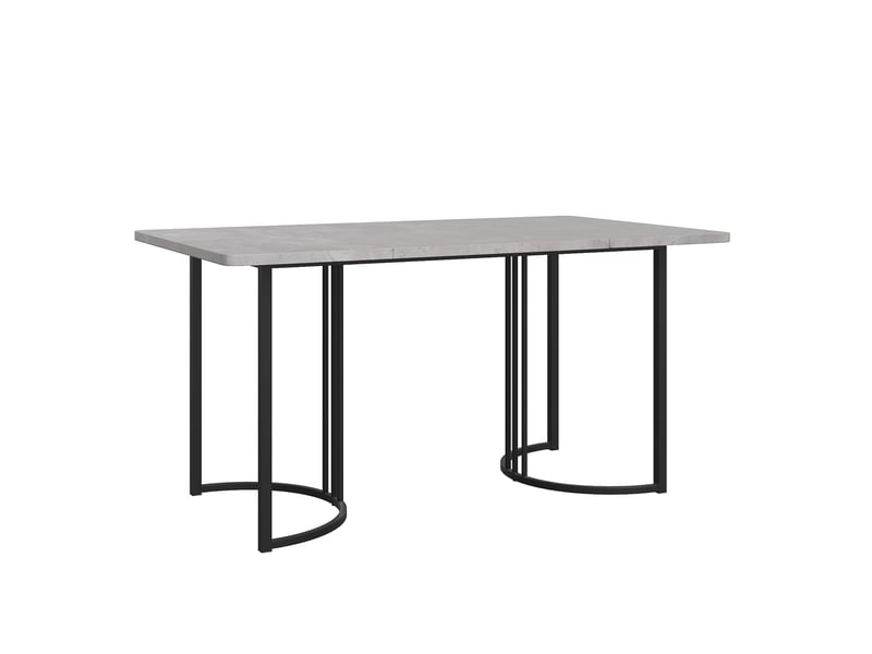 Table à manger rectangulaire moderne effet marbre gris 140x80 cm, pieds métal réglables - Conforama D