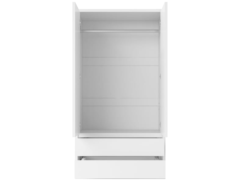 Armoire à deux portes 90 × 50 × 170 cm – avec 2 tiroirs – portes en rotin – blanc - Conforama W