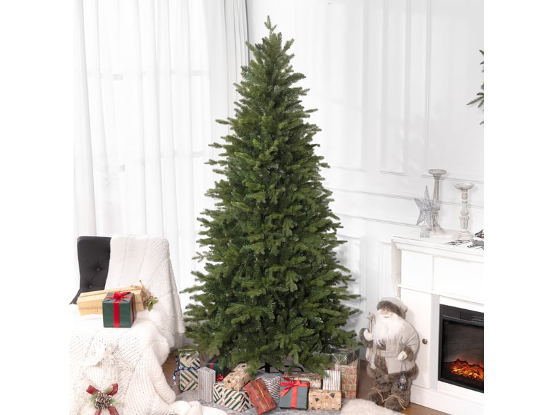  Sapin de noël vert en plastique de 210 cm avec pied en métal et 2 445 pointes ignifugées  - Conforama D