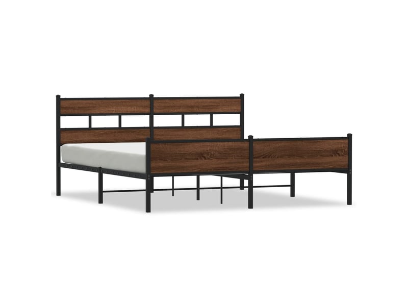  Lit double- lit adulte -  cadre de lit en métal sans matelas chêne marron 200x200 cm  - Conforama A