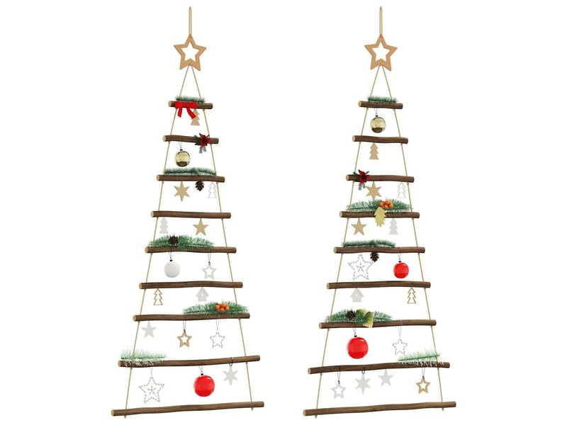  Sapins de noël - arbre de noël suspendus avec étoiles supérieures 2 pièces 55 x 120 cm branche naturelle  - Conforama B