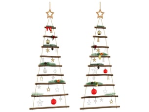 Sapins de noël - arbre de noël suspendus avec étoiles supérieures 2 pièces 55 x 120 cm branche naturelle