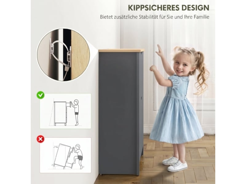  Meuble à chaussures 2 abattants gris foncé 72x26x80 cm avec cloison réglable pour 8-12 paires  - Conforama D