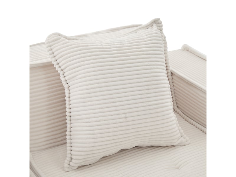  Canapé droit modulable 2 places en velours côtelé beige, 2 coussins, 162 cm Fay Lum - Conforama W