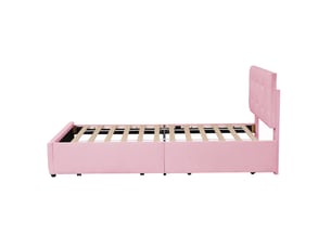 Lit avec rangement 90x200 cm   C-CRAFTLINK coloris rose