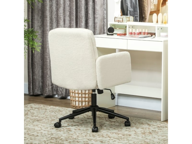 Chaise de bureau à roulettes en tissu crème, accoudoirs, 5 roulettes, pivotante et confortable - Conforama B