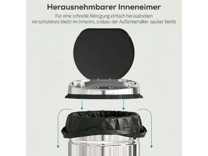 Poubelle automatique 42 l à capteur infrarouge, inox, pour cuisine et salle à manger - Conforama E