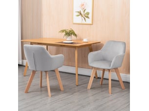 Lot de 2 chaises de salle à manger avec accoudoirs et dossier gris