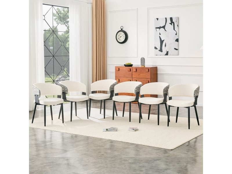  Chaises mid-century modern – lot de 2, fauteuils rétro, accoudoirs tonneau, dos à motif, cuir synthétique  - Conforama B