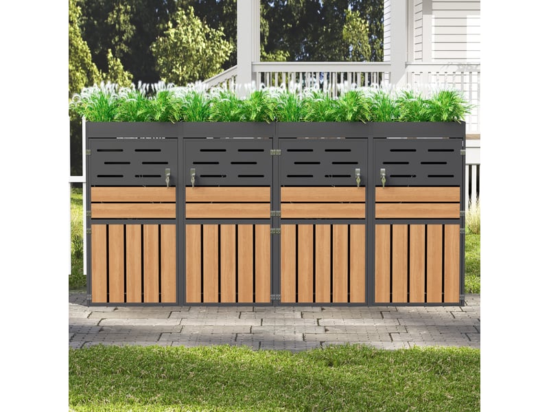  Armoire de jardin multifonctionnelle, coffre extérieur avec jardinière, gris, rangement ventilé  - Conforama B