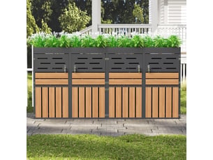 Armoire de jardin multifonctionnelle, coffre extérieur avec jardinière, gris, rangement ventilé
