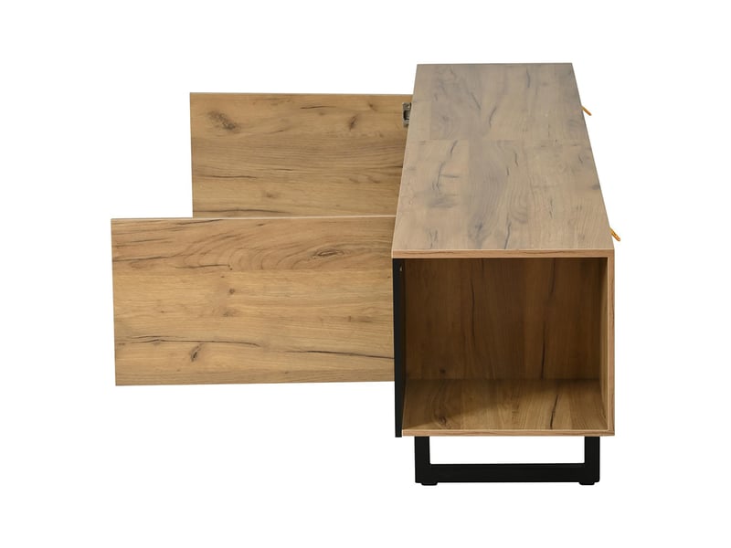  Meuble tv avec deux caissons latéraux et des étagères ouvertes, couleur naturelle  - Conforama R